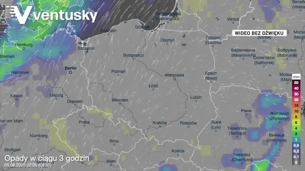 Prognozowane opady w kolejnych dniach