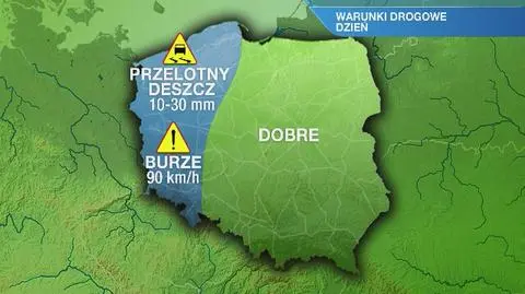Warunki drogowe w poniedziałek