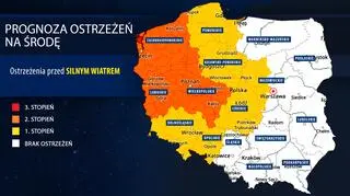 Prognoza zagrożeń IMGW na środę