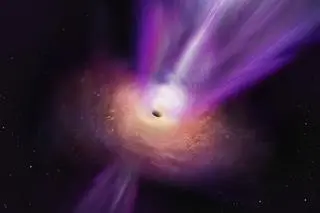 Wizja artystyczna czarnej dziury w galaktyce M87 i dżet