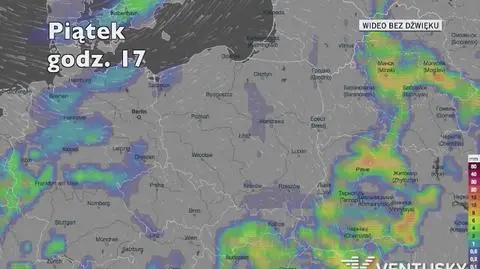 Prognoza opadów na najbliższe godziny (Ventusky