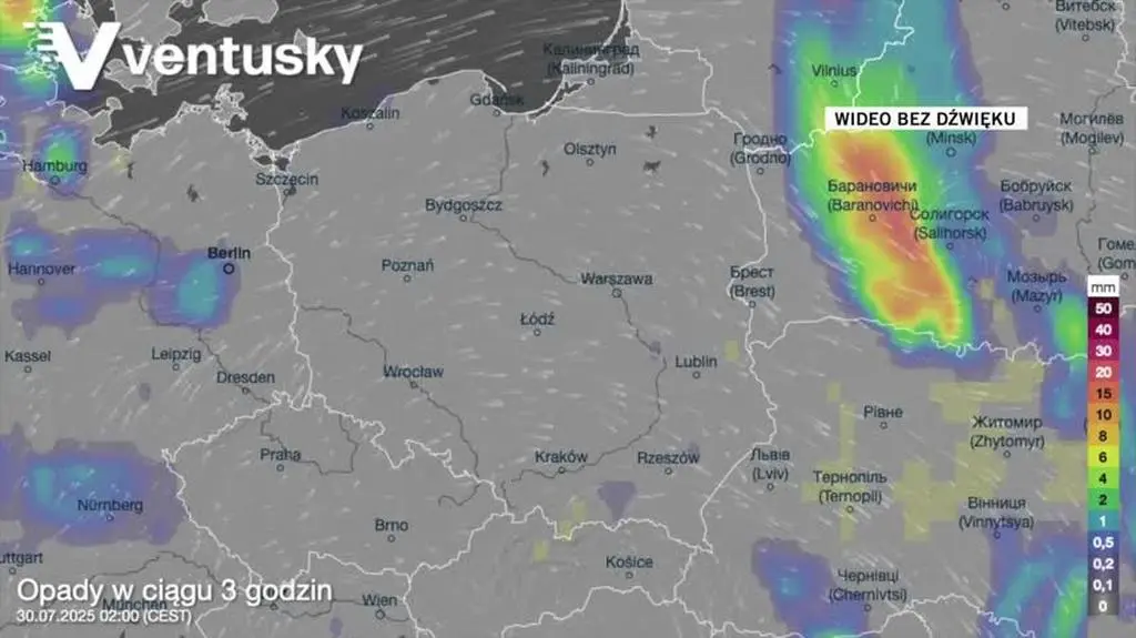 Porgnozowane opady w kolejnych dniach