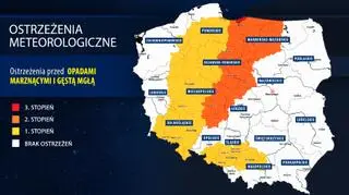 Ostrzeżenia IMGW przed opadami marznącymi i gęstą mgłą