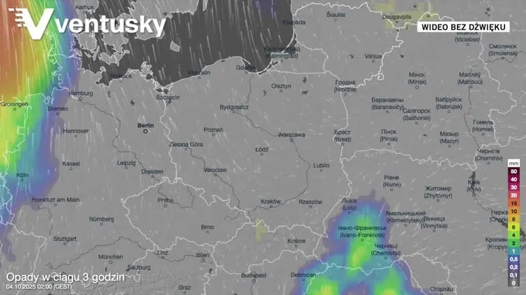 Prognozowane opady w kolejnych dniach