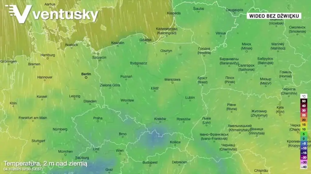 Prognozowana temperatura w kolejnych dniach
