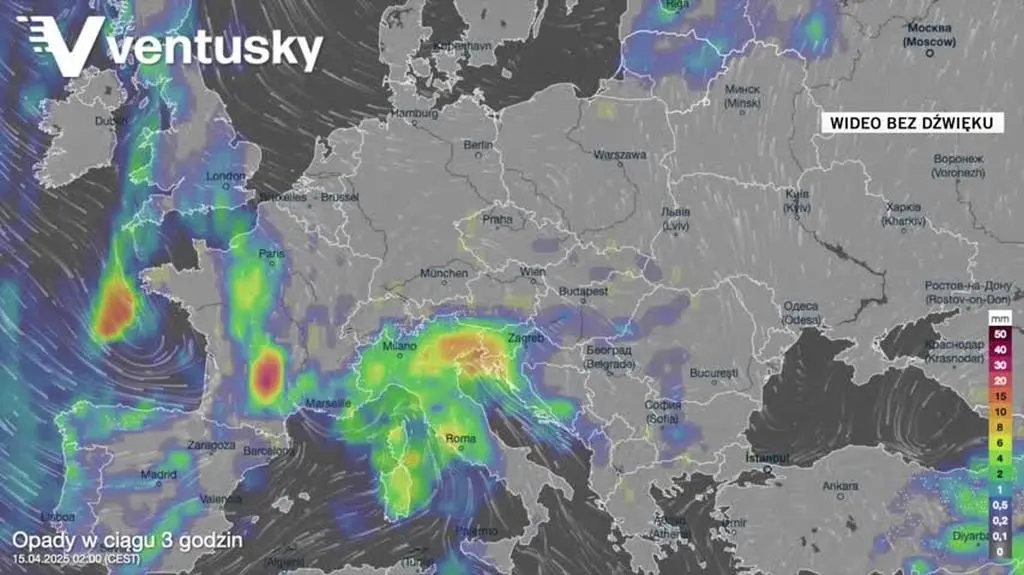 Prognozowane opady w najbliższych dniach