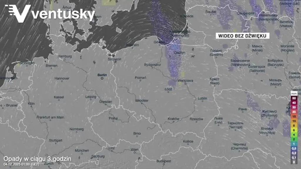 Prognozowane opady w kolejnych dniach