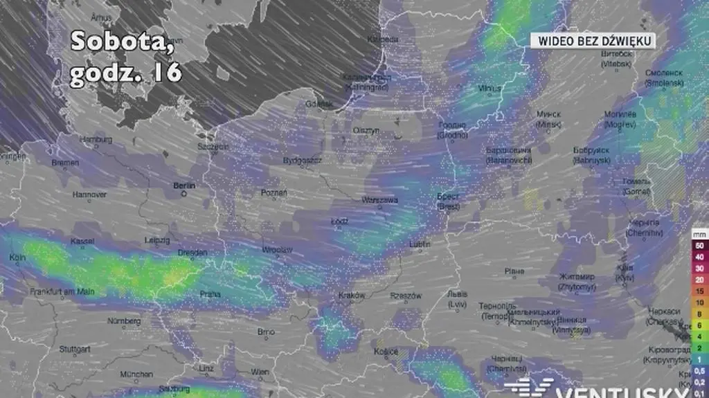 Opady w ciągu kolejnych dni (Ventusky