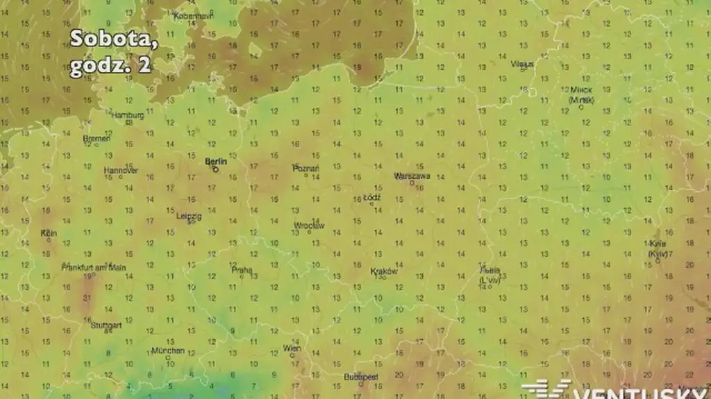 Temperatura w ciągu najbliższych dni (Ventusky