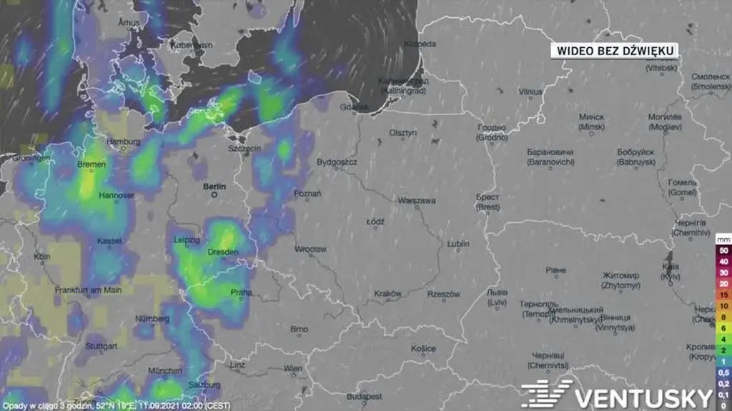 Prognozowane opady w dniach 11-15