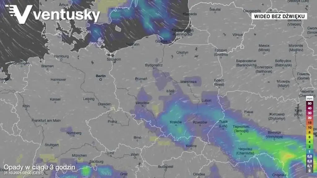 Prognozowane opady w kolejnych dniach