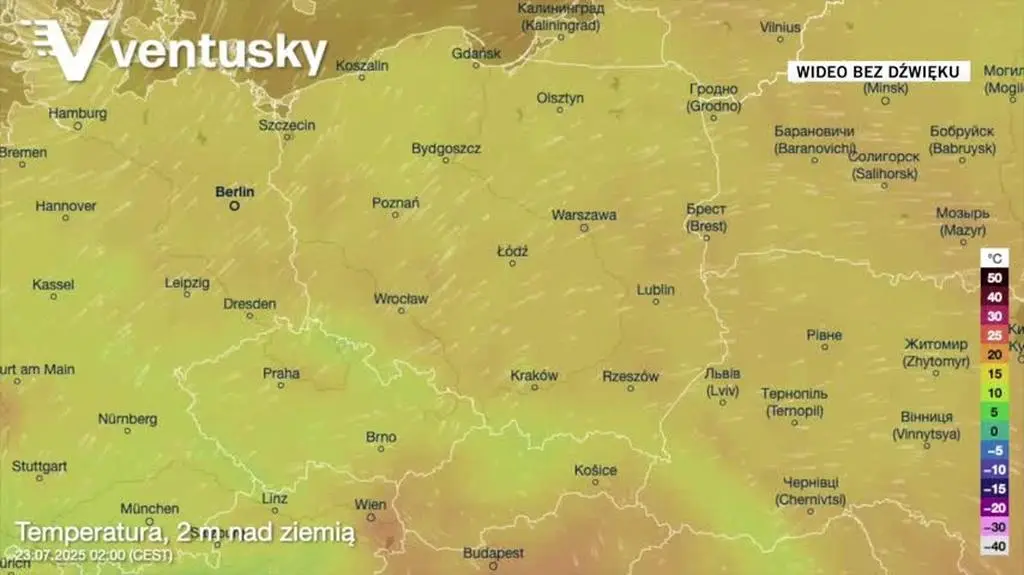 Prognozowana temperatura w kolejnych dniach