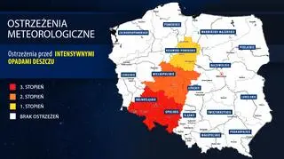 IMGW - ostrzeżenia przed intensywnymi opadami deszczu