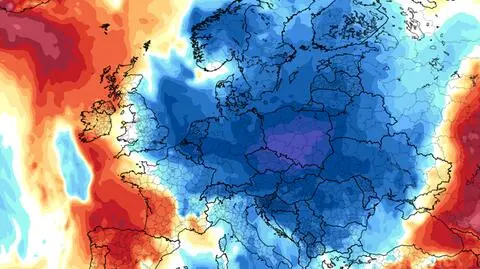 Prognoza anomalii temperatury na wysokości około 1500 metrów 