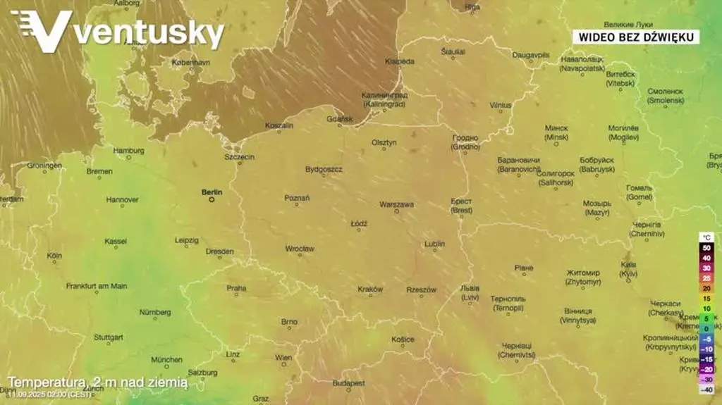 Prognozowane temperatury powietrza w kolejnych dniach 