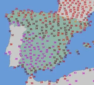 Temperatura maksymalna w niedzielę 3.08 w Hiszpanii