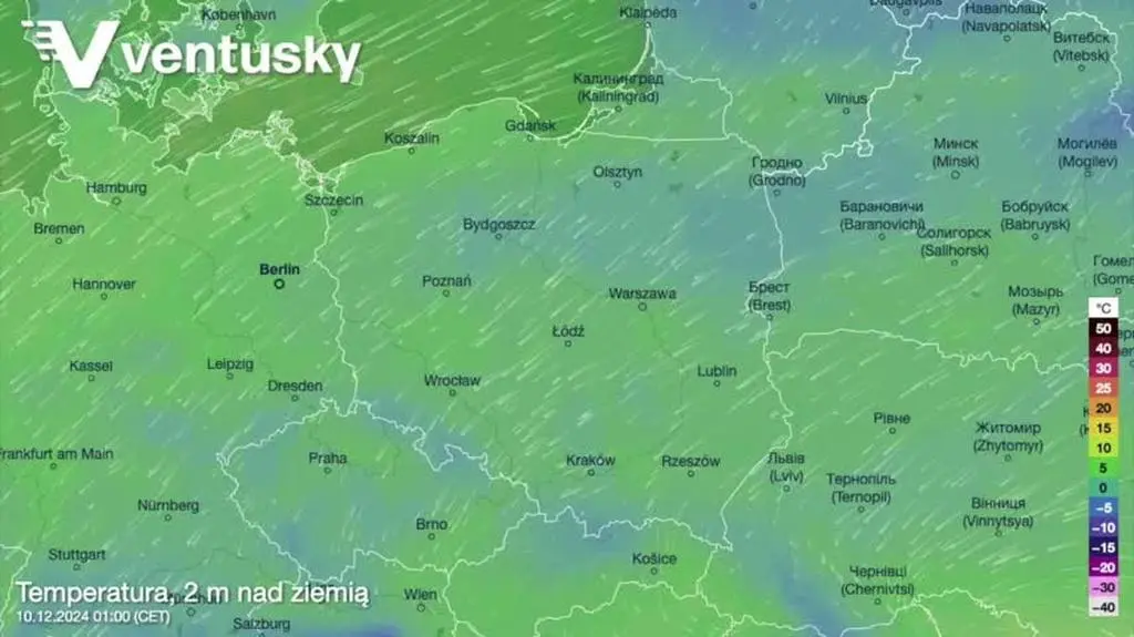 Prognozowana temperatura w kolejnych dniach
