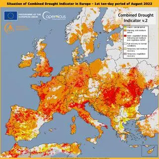 Susza w Europie, stan na okres 1-9 sierpnia 2022 roku