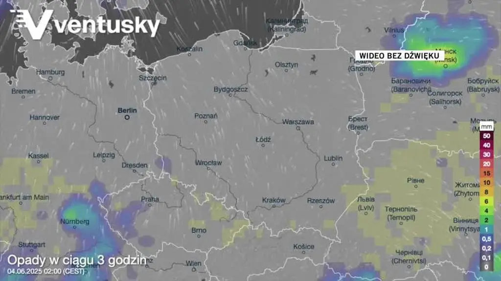 Prognozowane opady w kolejnych dniach