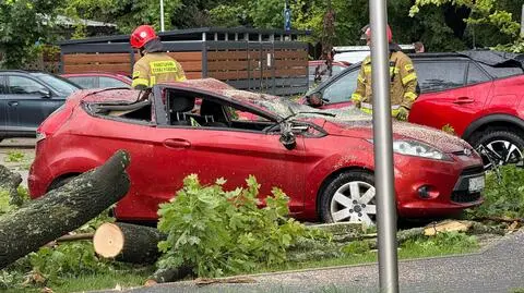 Uszkodzone auto po burzy