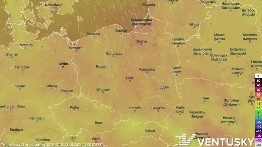 Prognozowana temperatura w kolejnych dniach