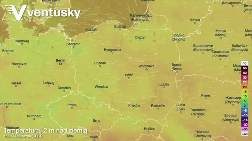 Prognozowana temperatura w kolejnych dniach