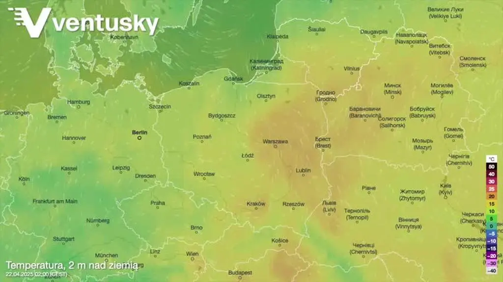 Prognozowana temperatura w kolejnych dniach