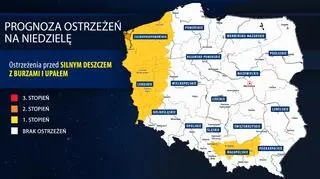 Prognoza ostrzeżeń na niedzielę