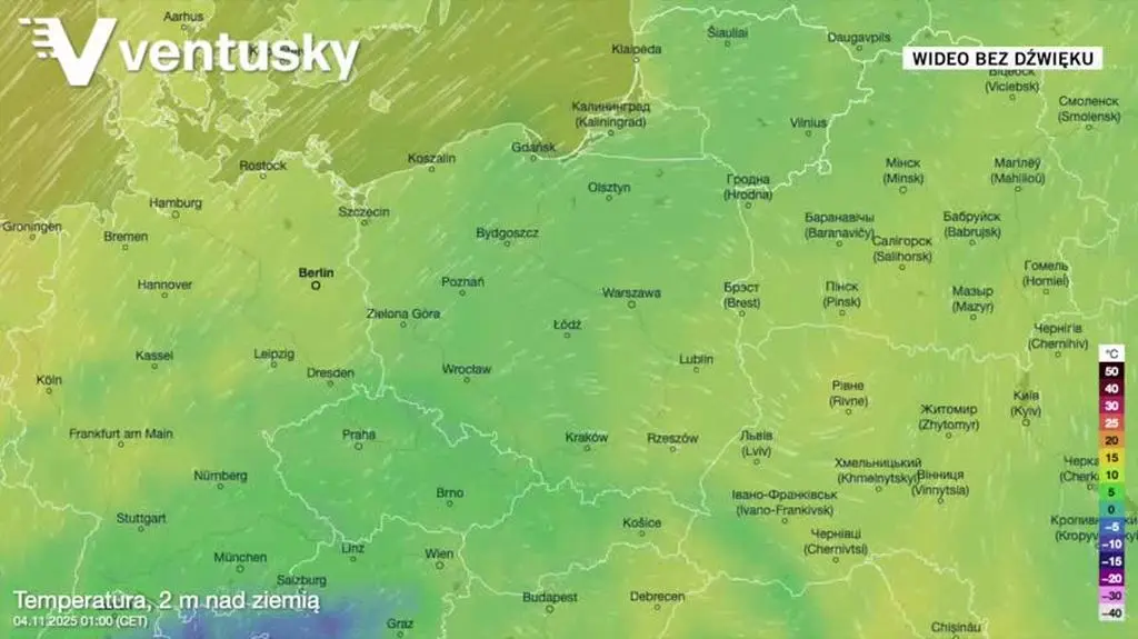 Prognozowana temperatura w kolejnych dniach