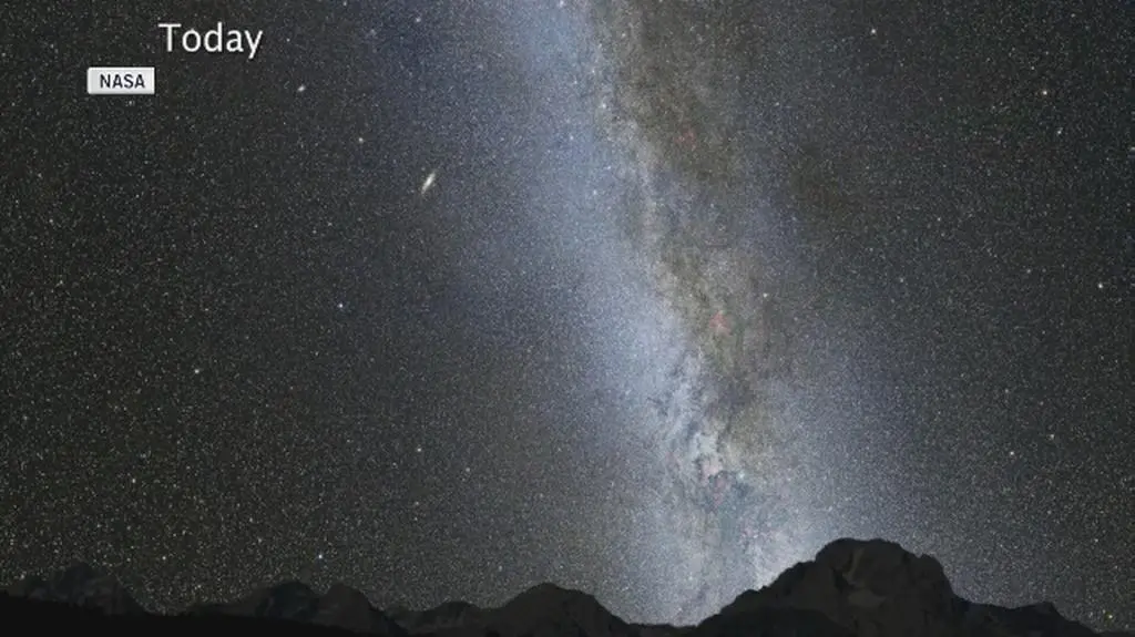 Wizualizacja zderzenia się Drogi Mlecznej z Galaktyką Andromedy (NASA)