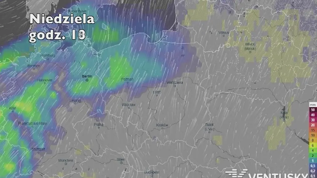 Opady w najbliższych dniach (ventusky