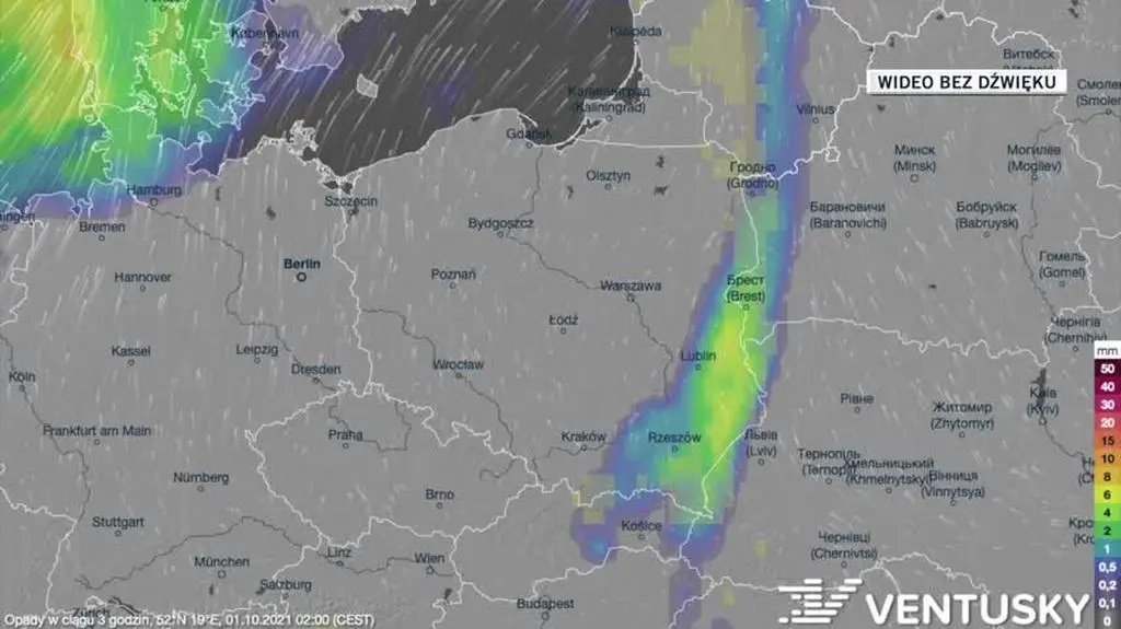 Prognozowane opady w dniach 1