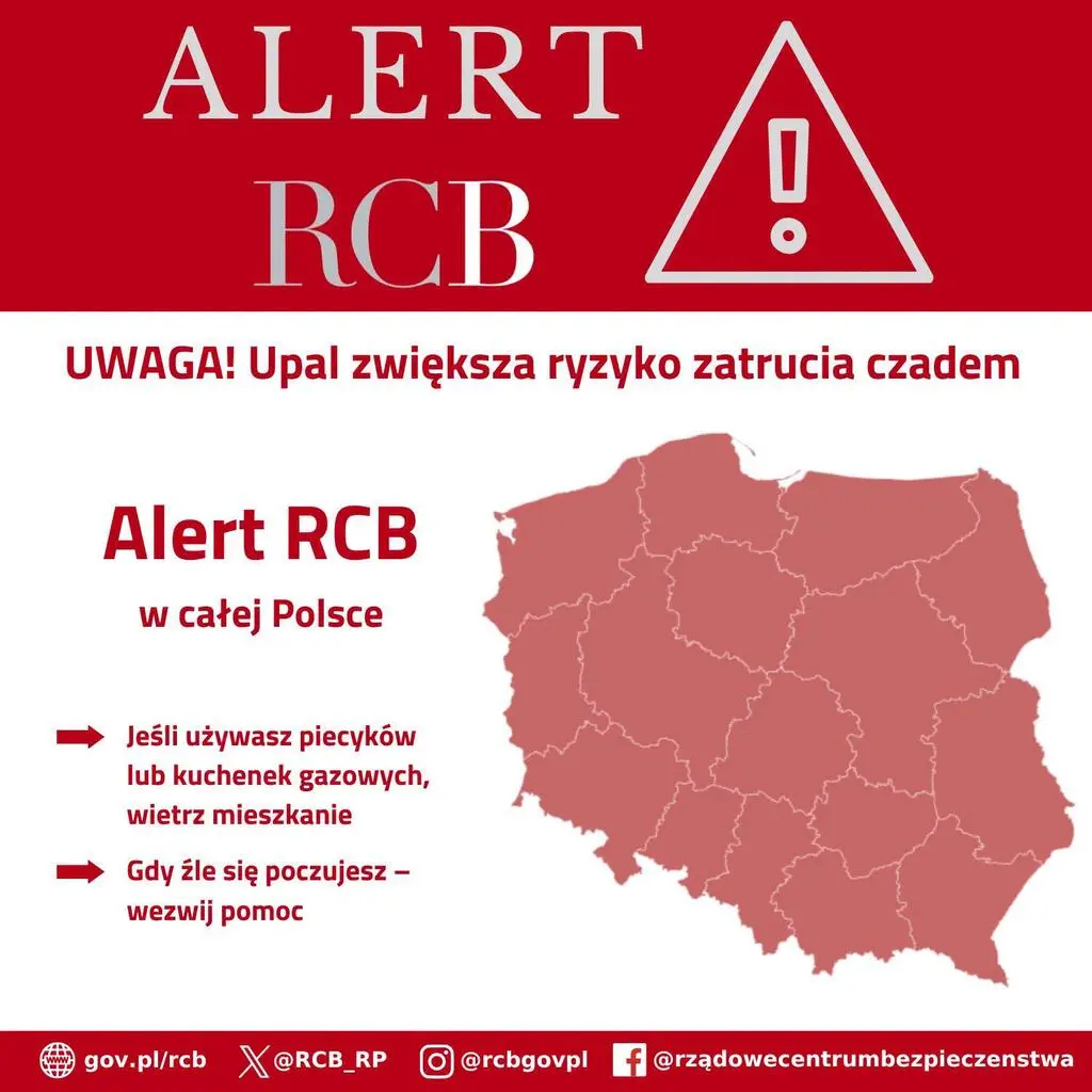 Aktualnie czytasz: Alert RCB. Upały zwiększają ryzyko zatrucia czadem