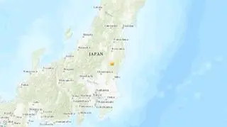 Lokalizacja trzęsienia ziemi w Japonii