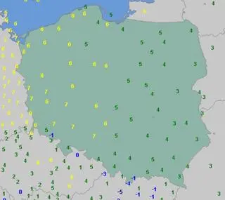 Temperatura powietrza o godzinie 6 w niedzielę 