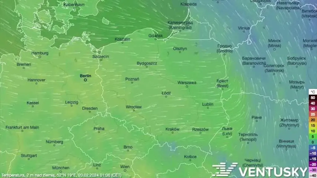 Prognozowana temperatura w kolejnych dniach