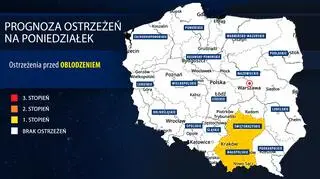 Prognoza zagrożeń IMGW na poniedziałek