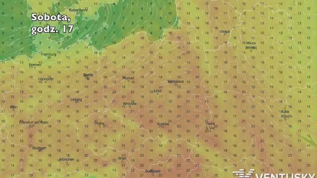 Temperatura w najbliższych dniach (Ventusky