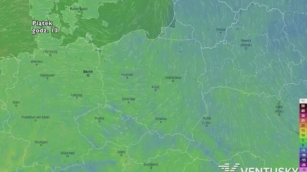 Temperatura w najbliższych dniach (ventusky