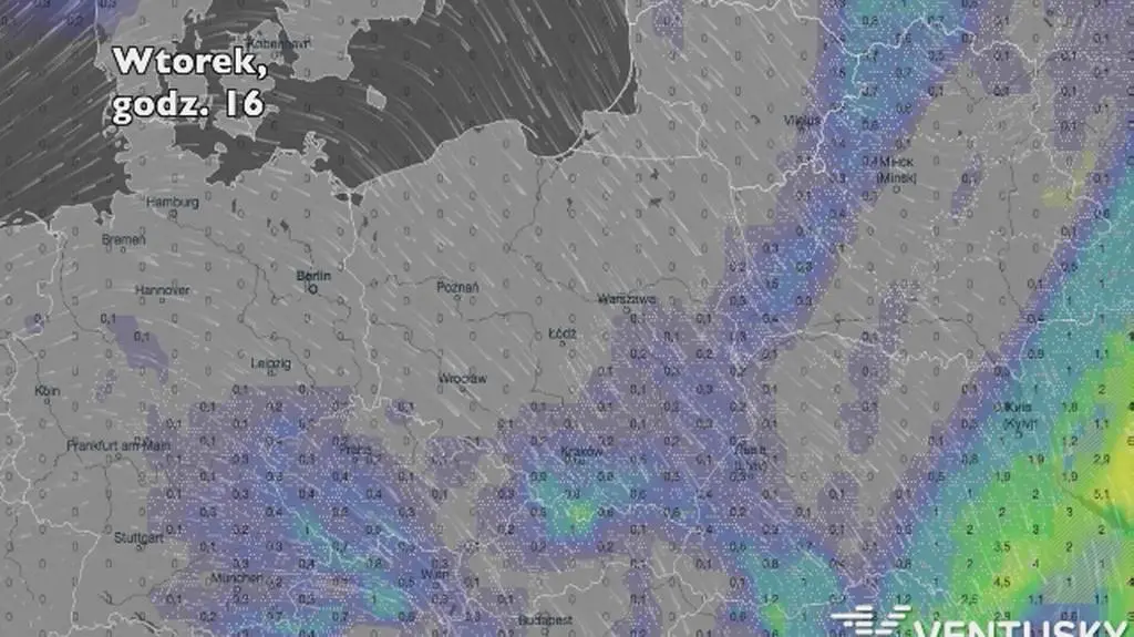 Opady w najbliższych dniach (ventusky