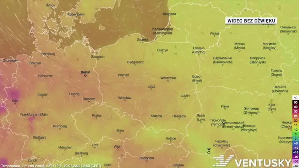 Prognoza temperatur w dniach 20-24