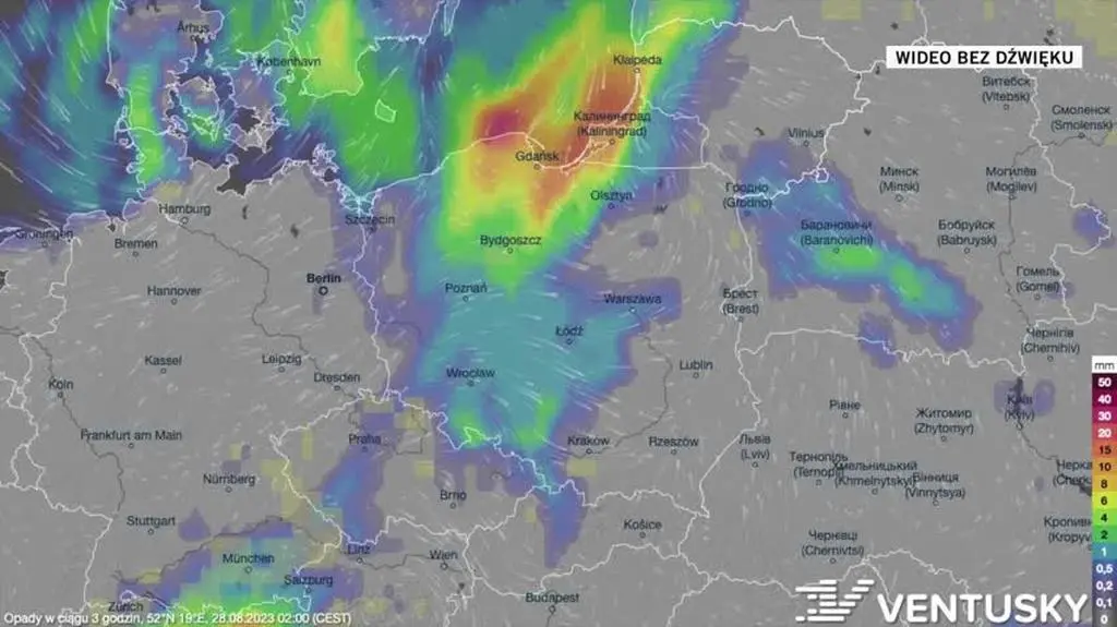 Prognozowane opady na kolejne dni