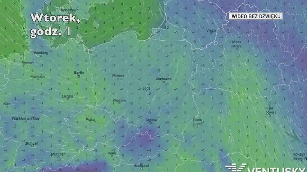 Temperatura w kolejnych dniach (Ventusky