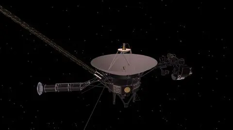 Sonda Voyager i jej antena długiego zasięgu - wizja artysty