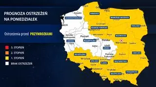 Prognoza zagrożeń IMGW na poniedziałek