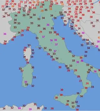 Temperatura maksymalna w sobotę 17 lipca we Włoszech