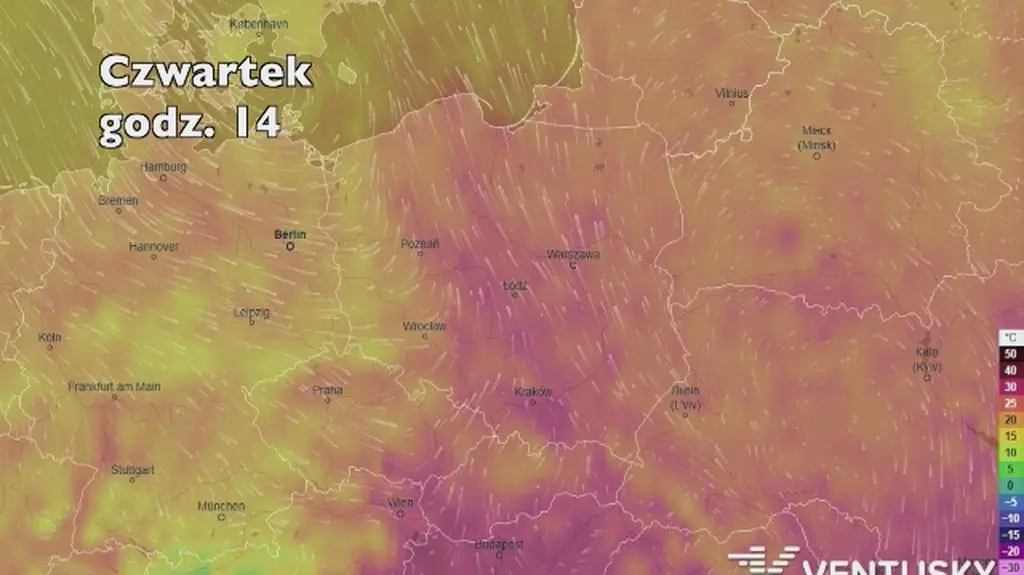 Temperatura w najbliższych dniach (ventusky