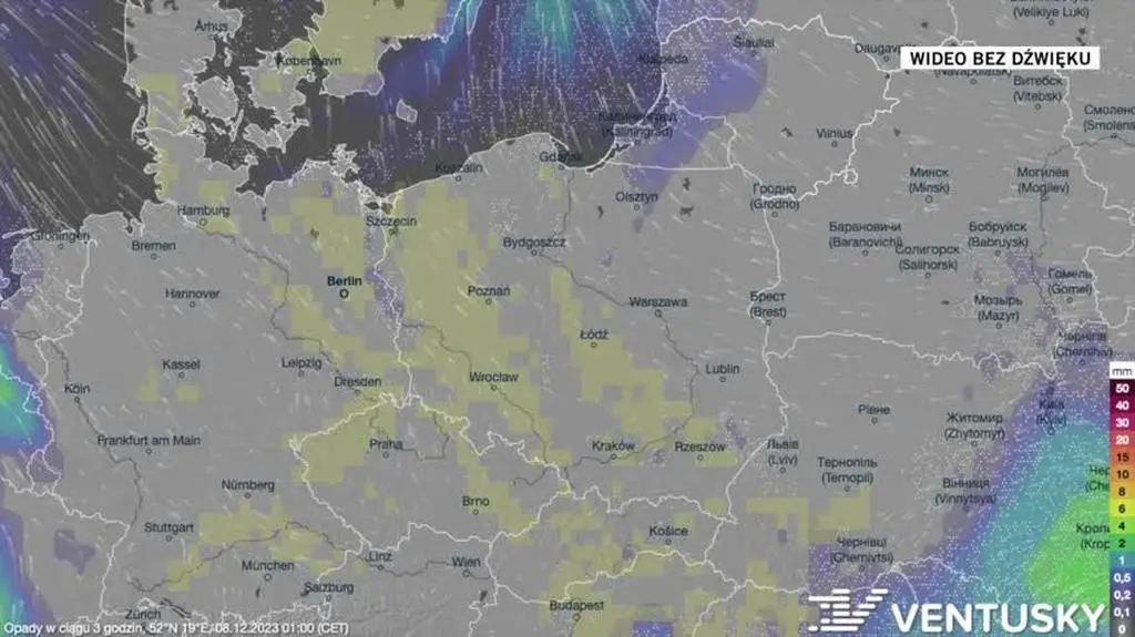 Prognozowane opady na kolejne dni