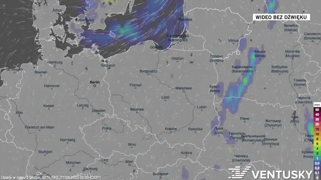 Prognozowane opady w kolejnych dniach