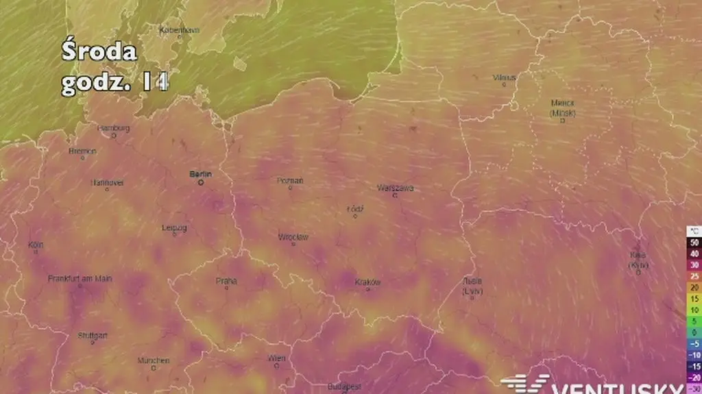 Temperatura w najbliższych dniach (ventusky